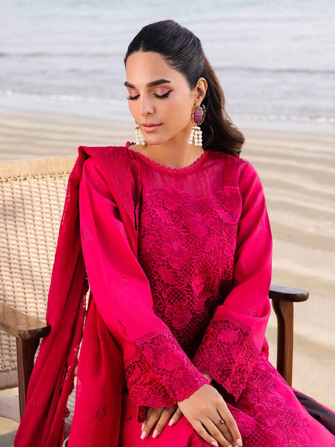 Faiza Faisal | Marine Luxury Lawn 25 | AROHA by Lawn - Designer Dress - Type: Ladies Clothes - Available at Libayah - 100% Original