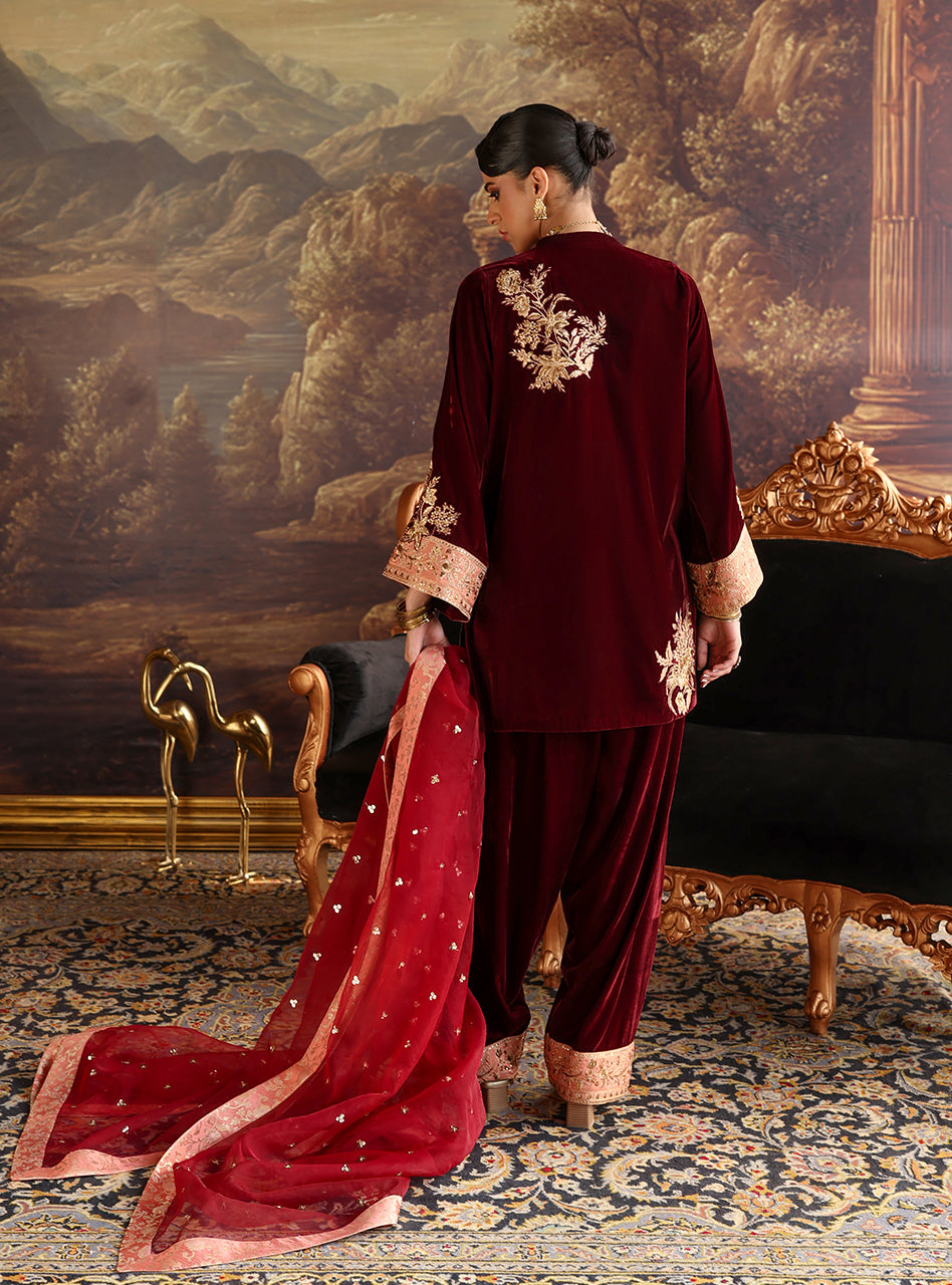 Zainab Chottani | Velura Velvet Edit 25 | Cleo Farshi by Zainab Chottani - Designer Dress - Type : Ladies Clothes - Available at Libayah - 100% Original 