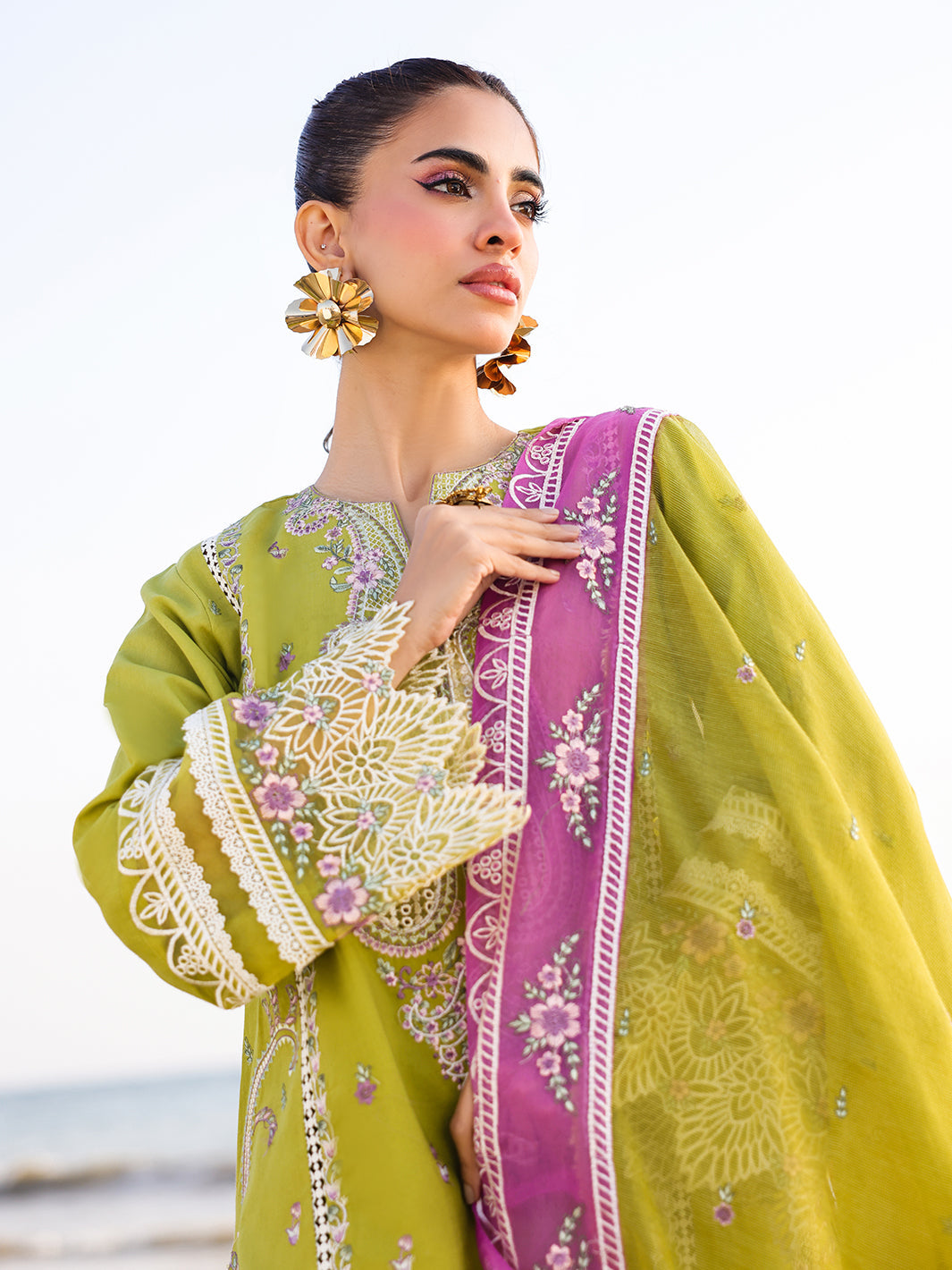 Faiza Faisal | Marine Luxury Lawn 25 | HINA by Faiza Faisal - Designer Dress - Type: Ladies Clothes - Available at Libayah - 100% Original