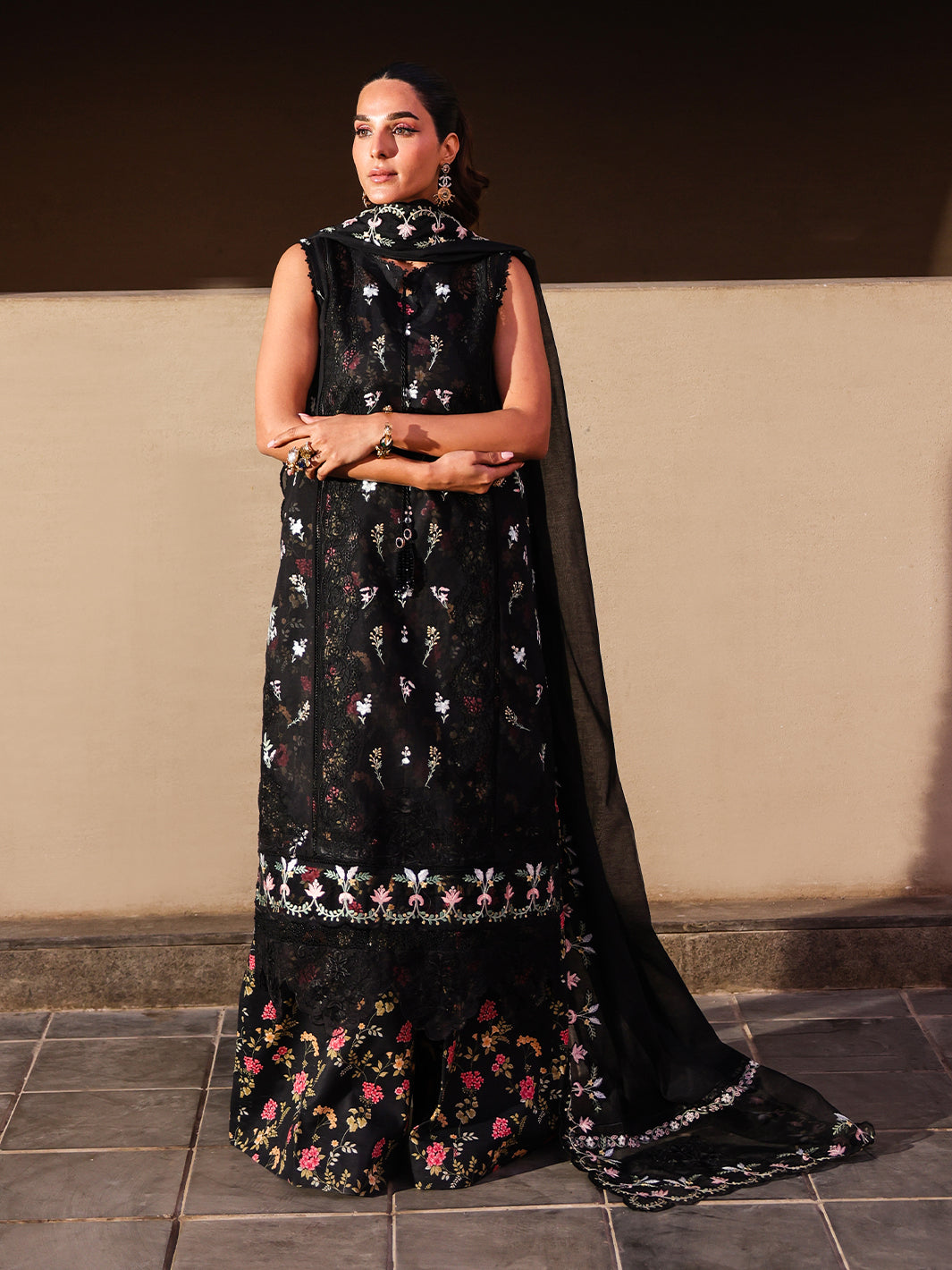 Faiza Faisal | Marine Luxury Lawn 25 | ELVA by Faiza Faisal - Designer Dress - Type: Ladies Clothes - Available at Libayah - 100% Original