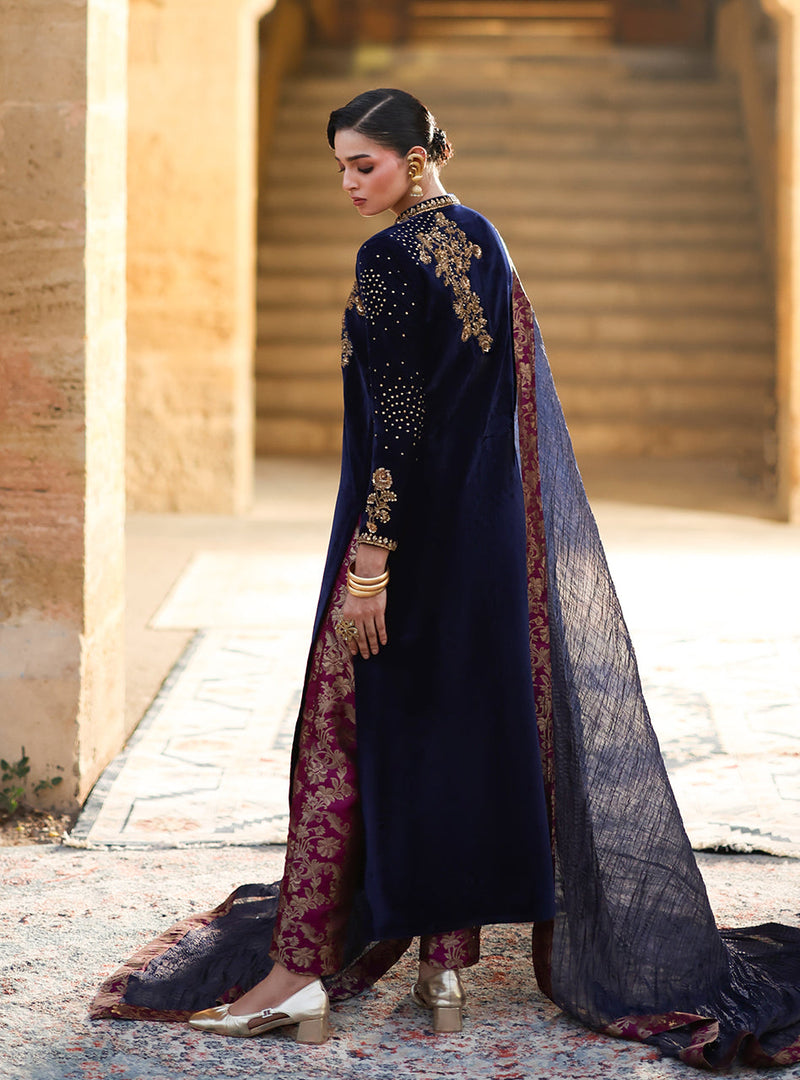 Zainab Chottani | Velura Velvet Edit 25 | Celine Gold by Zainab Chottani - Designer Dress - Type : Ladies Clothes - Available at Libayah - 100% Original 