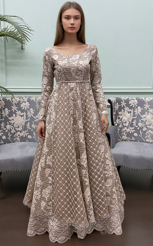 Threads and Motifs | Formal Dresses 25 | Organza Embroidered Maxi by Threads and Motifs - Designer Dress  - Type : Ladies Clothes - Available at Libayah - 100% Original 