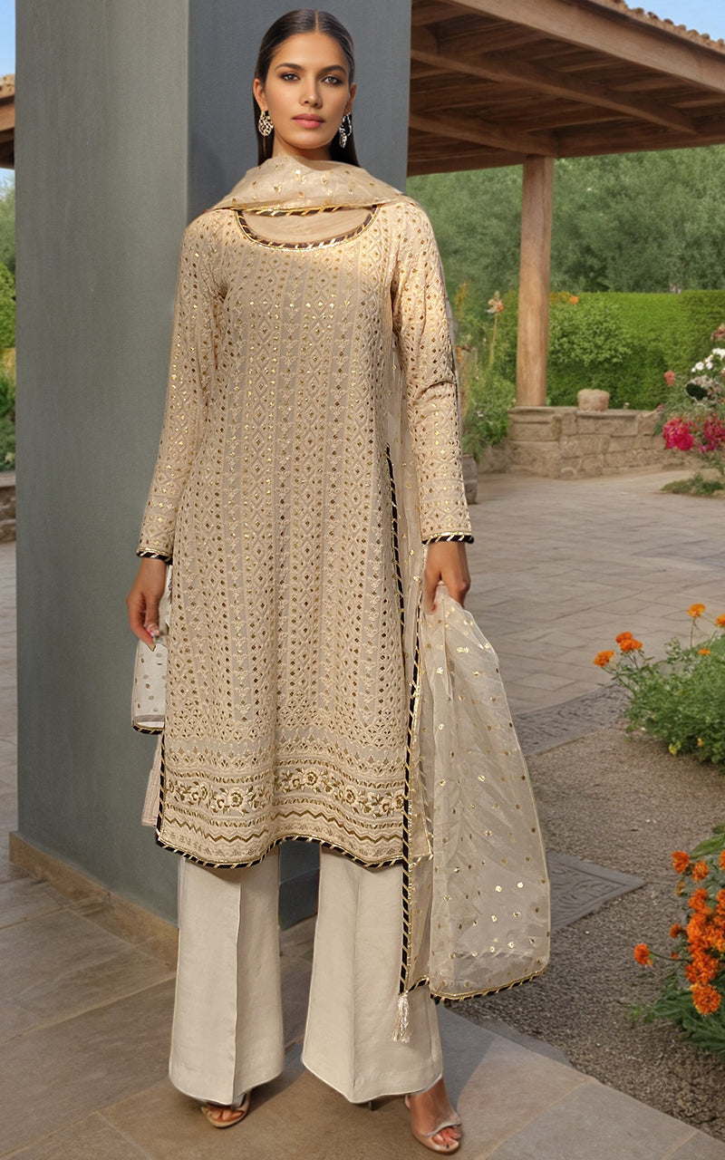 Threads and Motifs | Formal Dresses 25 | Embroidered Shirt With Trouser And Dupatta by Threads and Motifs - Designer Dress  - Type : Ladies Clothes - Available at Libayah - 100% Original 