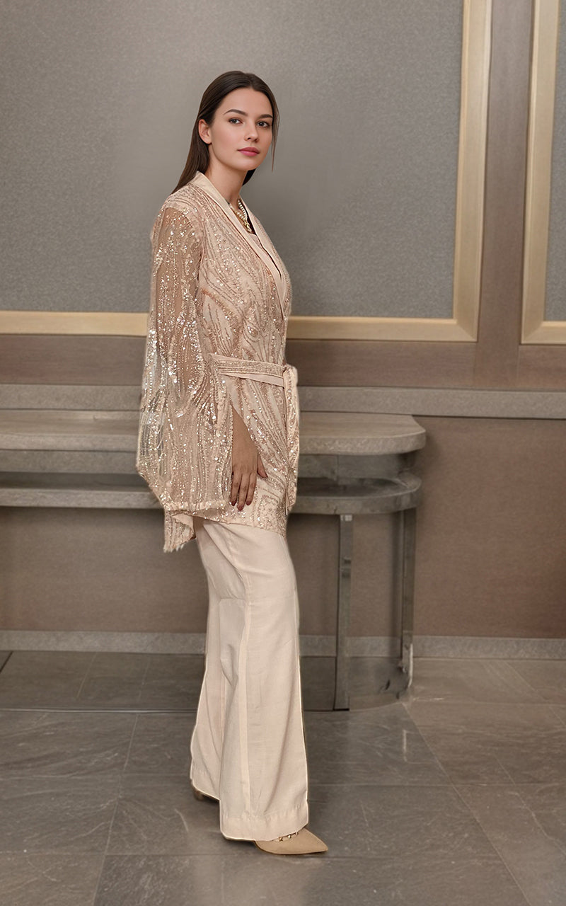 Threads and Motifs | Formal Dresses 25 | Net Embroidered Jacket With Trouser by Threads and Motifs - Designer Dress  - Type : Ladies Clothes - Available at Libayah - 100% Original 