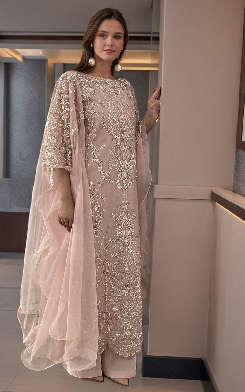 Threads and Motifs | Formal Dresses 25 | Net Embroidered Shirt by Threads and Motifs - Designer Dress  - Type : Ladies Clothes - Available at Libayah - 100% Original 