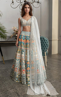 Threads and Motifs | Formal Dresses 25 | Embroidered Blouse With Printed Lehenga And Dupatta by Threads and Motifs - Designer Dress  - Type : Ladies Clothes - Available at Libayah - 100% Original 