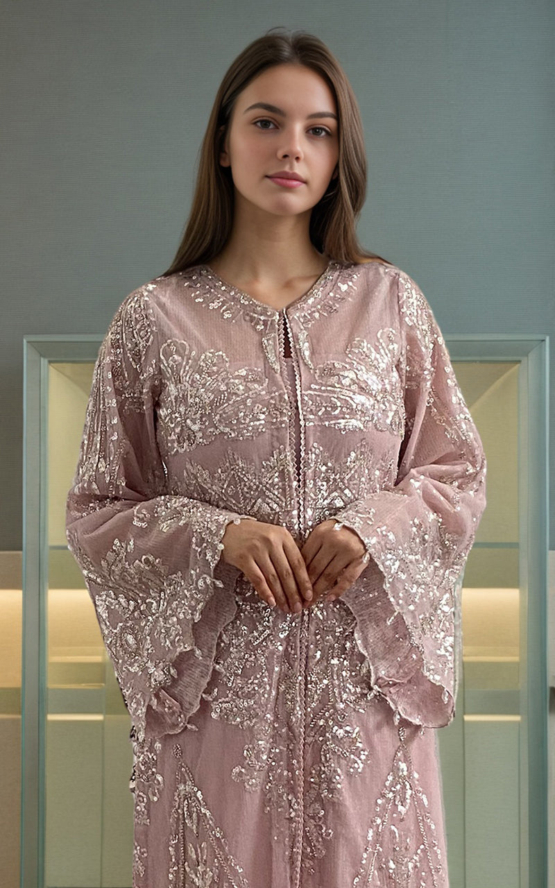 Threads and Motifs | Formal Dresses 25 | Net Embroidered Jacket by Threads and Motifs - Designer Dress  - Type : Ladies Clothes - Available at Libayah - 100% Original 