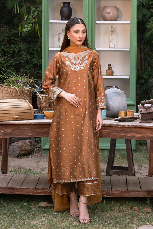 Kross Kulture | Luxury Baharaneh | Baharaneh (Rust) KLX-00681 by Kross Kulture - Designer Dress - Type: Ladies Clothes - Available at Libayah - 100% Original