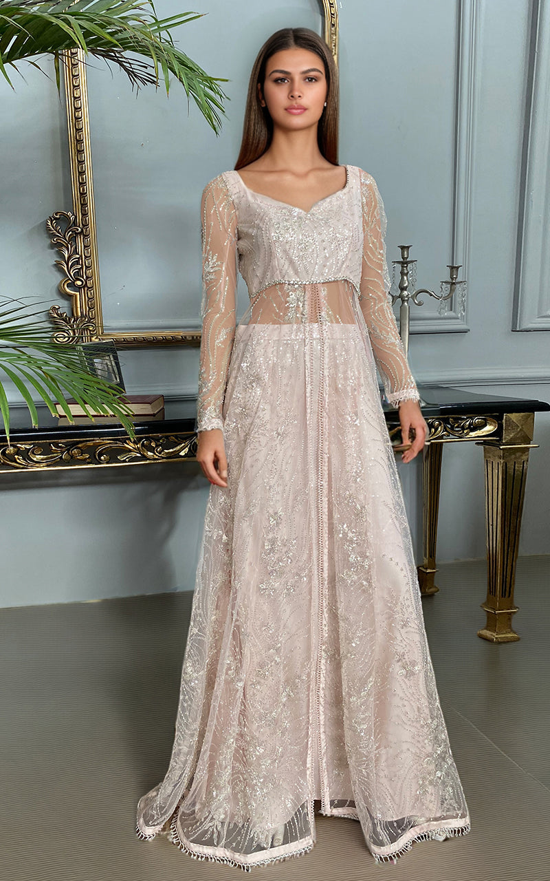 Threads and Motifs | Formal Dresses 25 | Net Embroidered Dress With Skirt by Threads and Motifs - Designer Dress  - Type : Ladies Clothes - Available at Libayah - 100% Original 