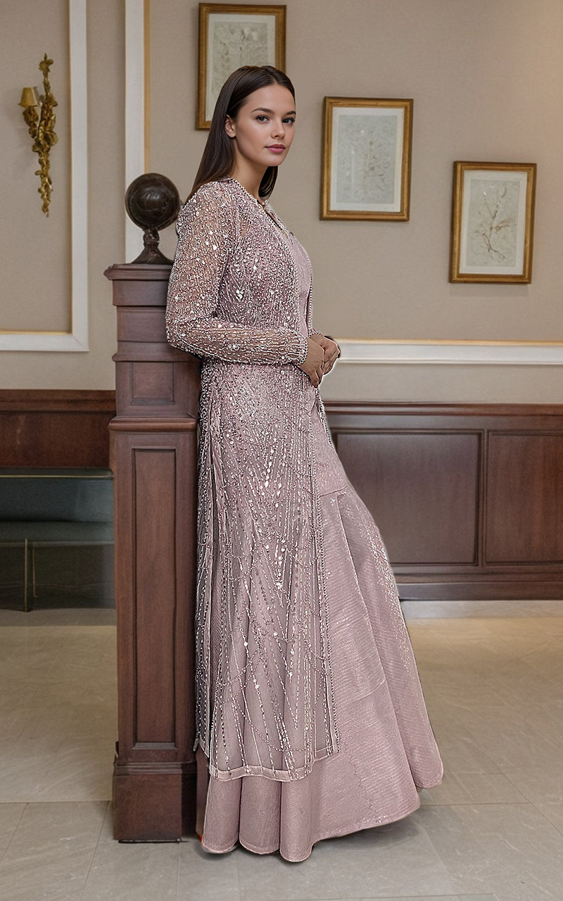 Threads and Motifs | Formal Dresses 25 | Net Embroidered Jacket With Maxi by Threads and Motifs - Designer Dress  - Type : Ladies Clothes - Available at Libayah - 100% Original 