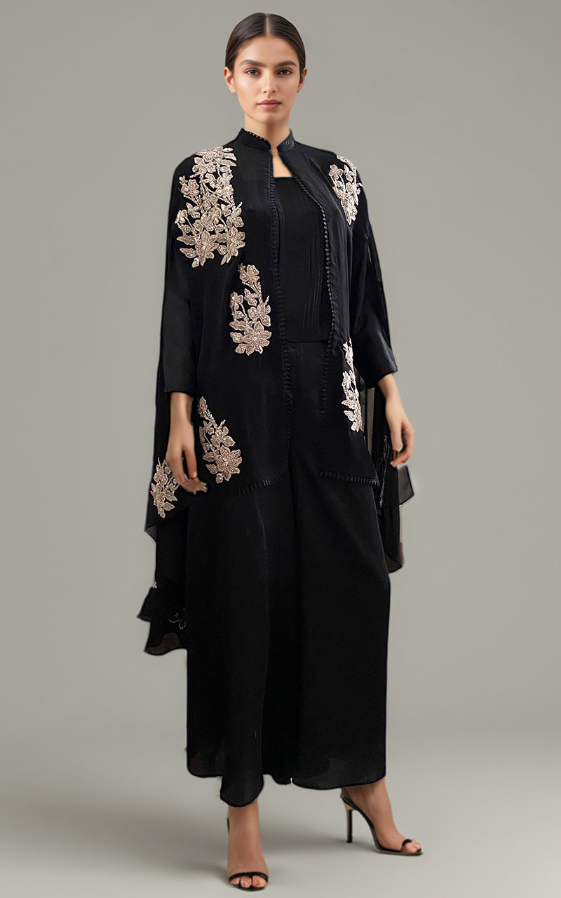 Threads and Motifs | Formal Dresses 25 | Embroidered Cape With Trouser by Threads and Motifs - Designer Dress  - Type : Ladies Clothes - Available at Libayah - 100% Original 