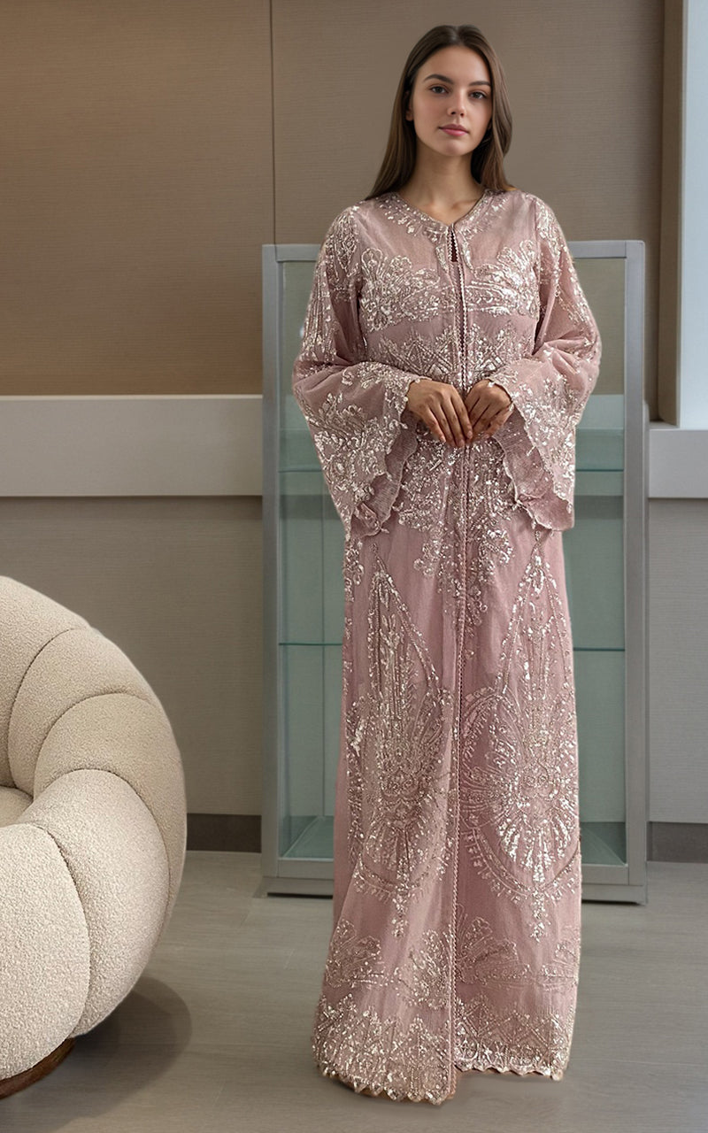 Threads and Motifs | Formal Dresses 25 | Net Embroidered Jacket by Threads and Motifs - Designer Dress  - Type : Ladies Clothes - Available at Libayah - 100% Original 