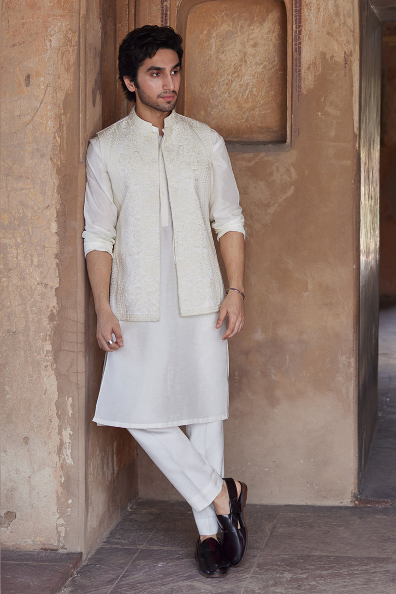 Pakistani Menswear | Qalamkar | BQ-02(waistcoat) by Qalamkar - Designer Dress - Type: Menswear - Available at Libayah - 100% Original