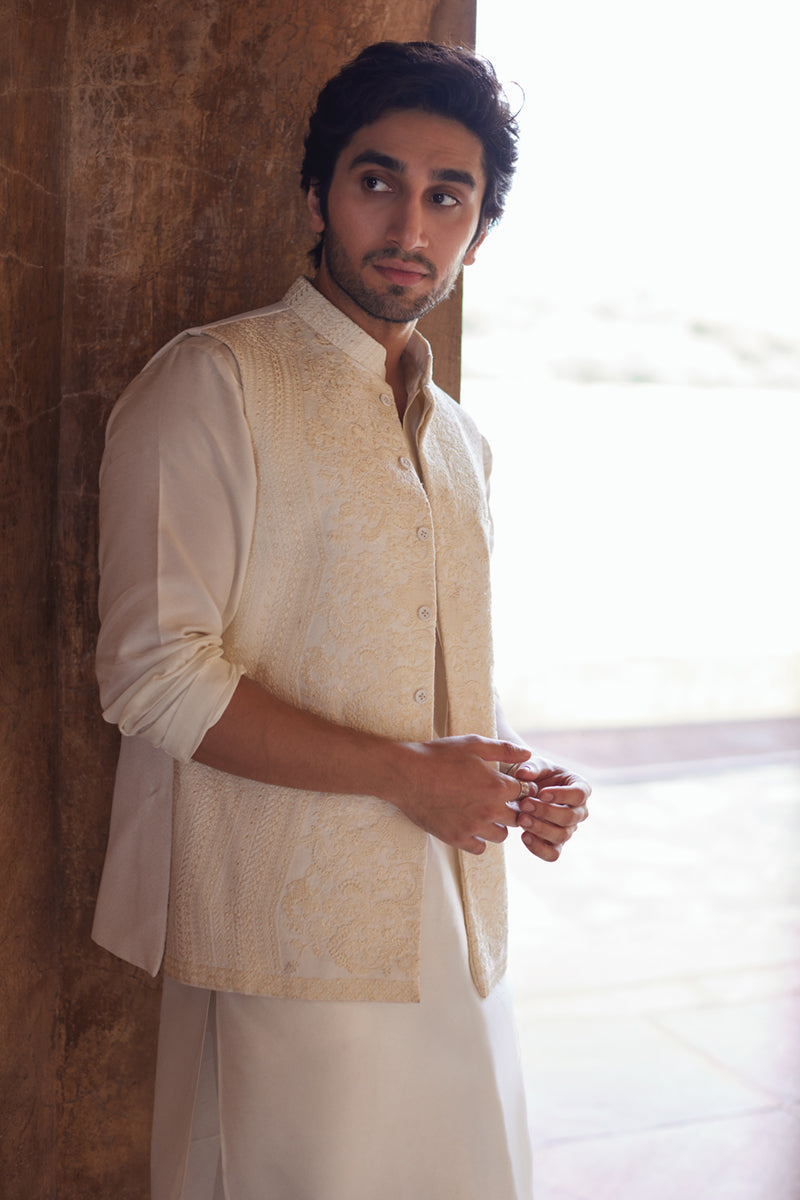 Pakistani Menswear | Qalamkar | BQ-02(waistcoat) by Qalamkar - Designer Dress - Type: Menswear - Available at Libayah - 100% Original