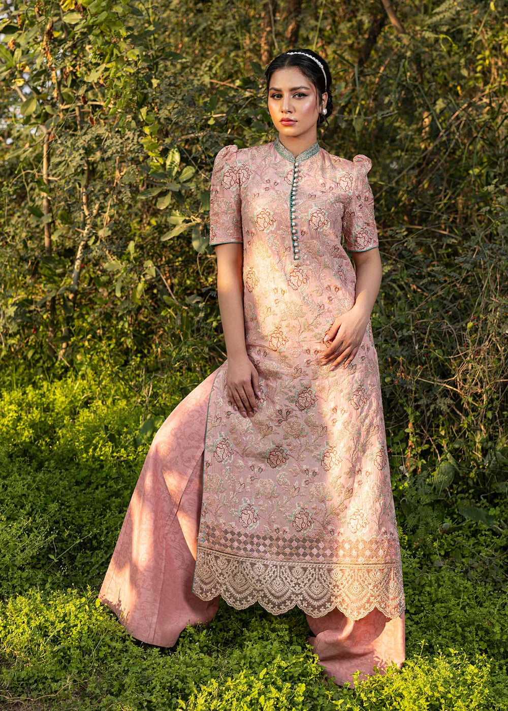 HSY | Summer Edit | Salmon Pink by HSY - Designer Dress  - Type : Ladies Clothes - Available at Libayah - 100% Original 