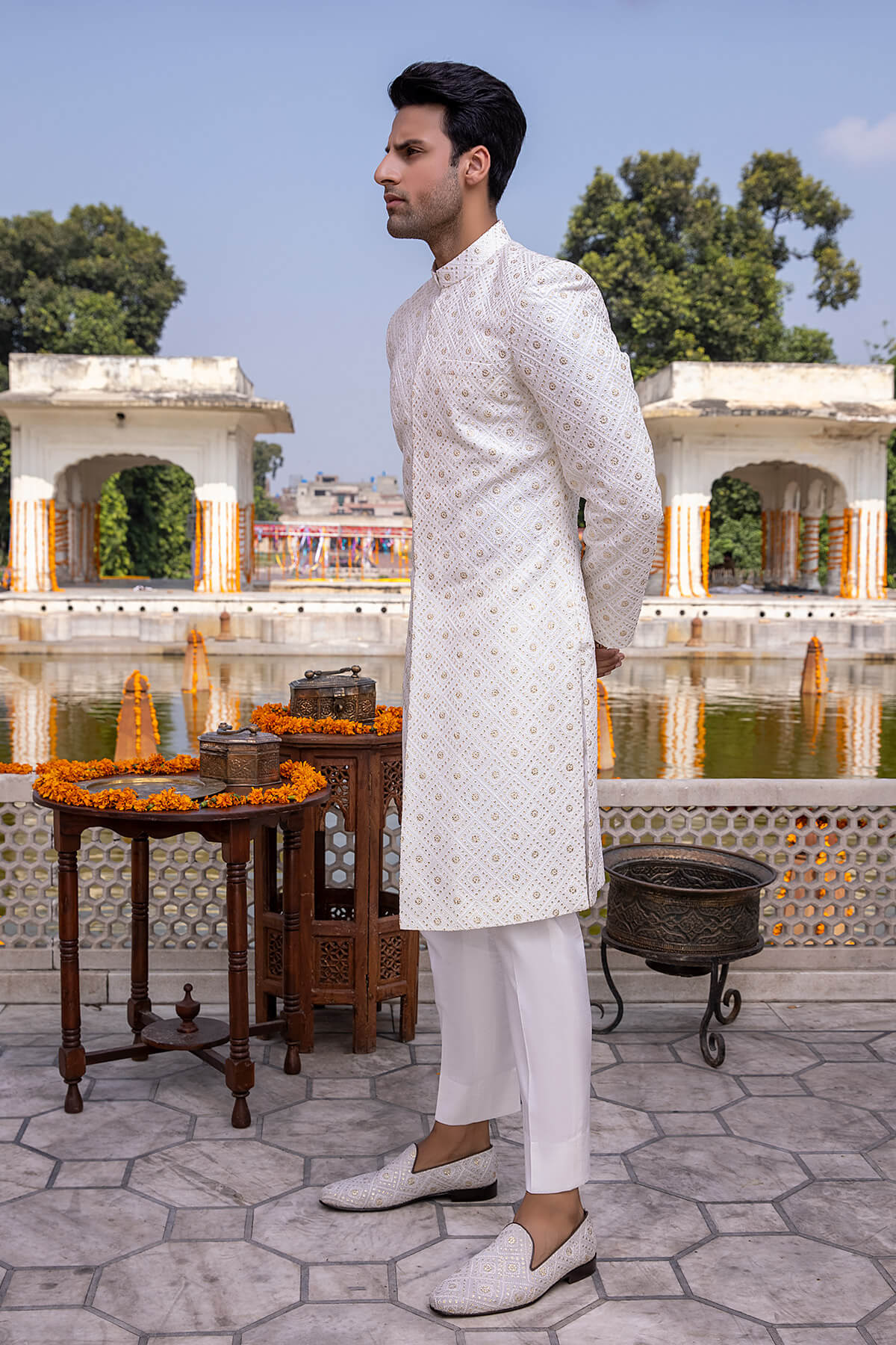 Pakistani Menswear | Mina Kashif | Sherwani D-07 by Libayah - Designer Dress - Type: Menswear - Available at Libayah - 100% Original
