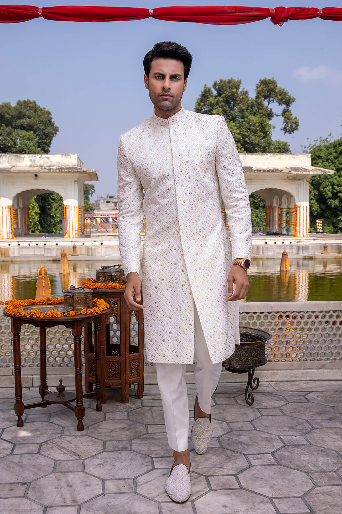 Pakistani Menswear | Mina Kashif | Sherwani D-07 by Libayah - Designer Dress - Type: Menswear - Available at Libayah - 100% Original