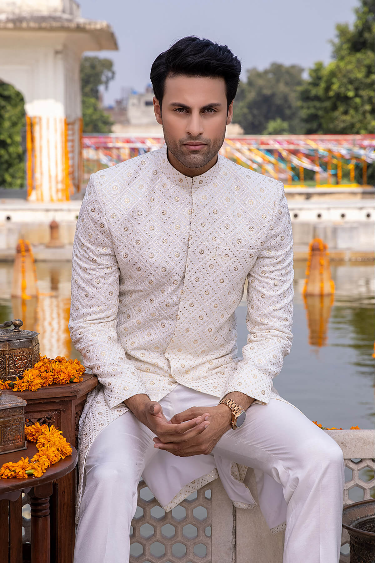 Pakistani Menswear | Mina Kashif | Sherwani D-07 by Libayah - Designer Dress - Type: Menswear - Available at Libayah - 100% Original