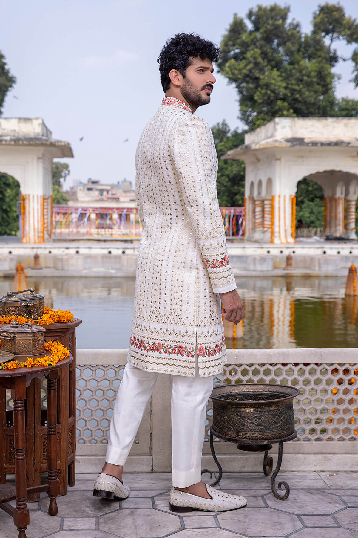 Pakistani Menswear | Mina Kashif | Sherwani D-16-B by Libayah - Designer Dress - Type: Menswear - Available at Libayah - 100% Original