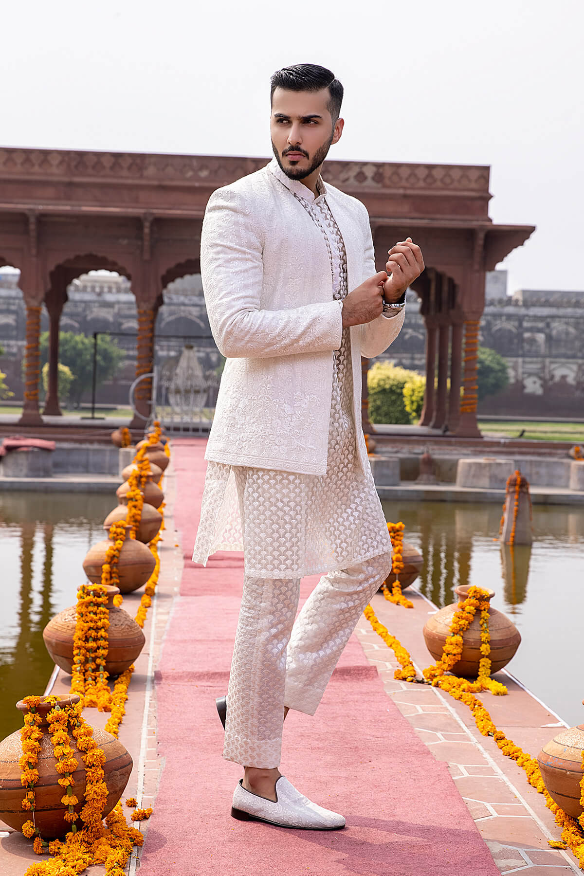 Pakistani Menswear | Mina Kashif | Sherwani D-23 by Libayah - Designer Dress - Type: Menswear - Available at Libayah - 100% Original