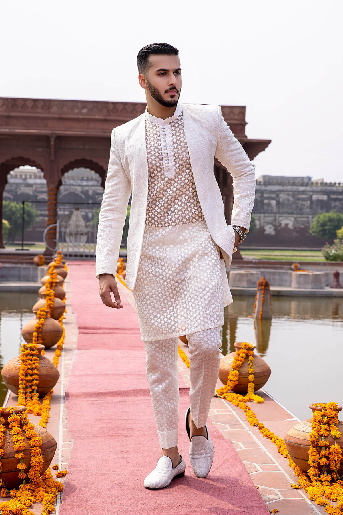 Pakistani Menswear | Mina Kashif | Sherwani D-23 by Libayah - Designer Dress - Type: Menswear - Available at Libayah - 100% Original