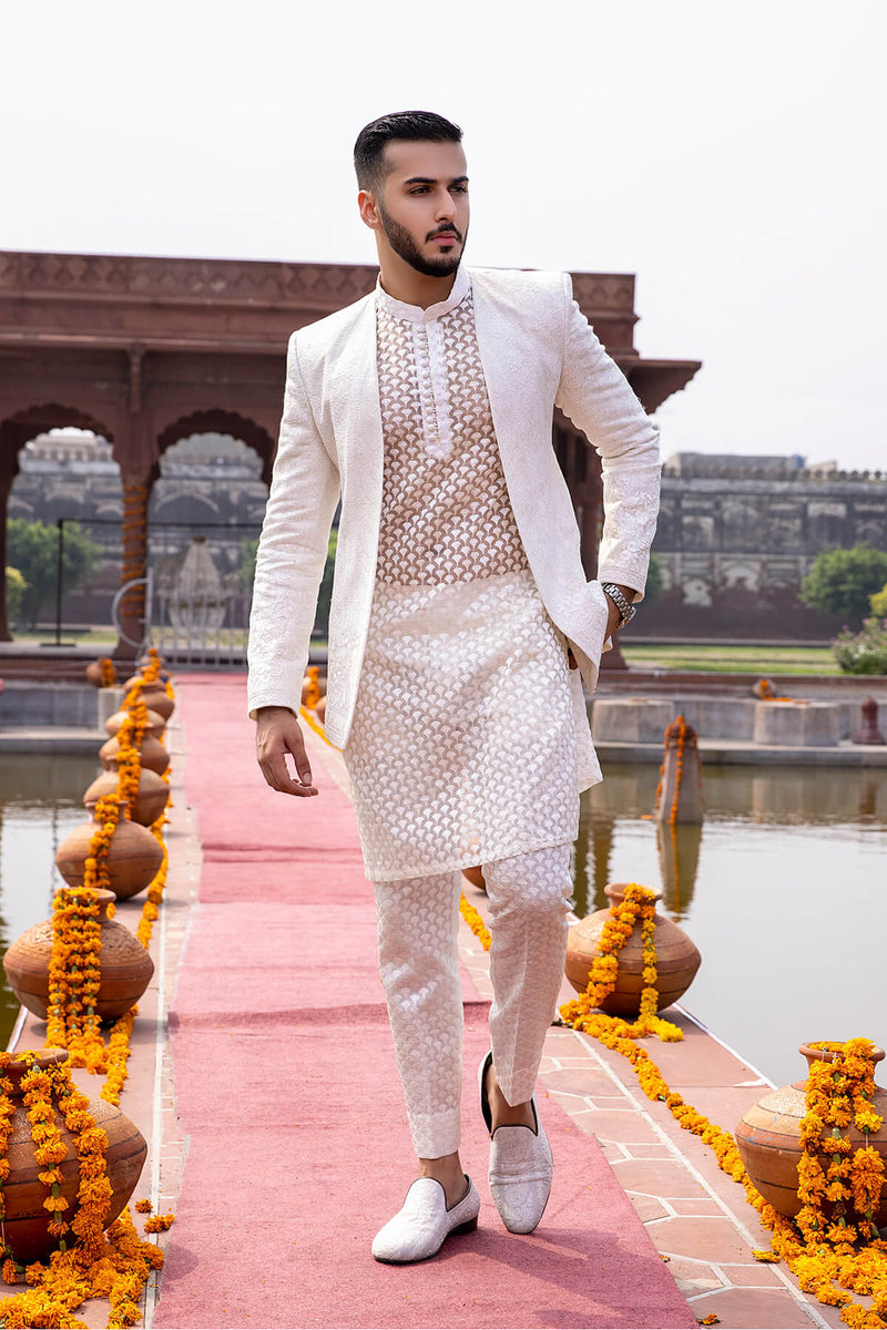 Pakistani Menswear | Mina Kashif | Sherwani D-23 by Libayah - Designer Dress - Type: Menswear - Available at Libayah - 100% Original