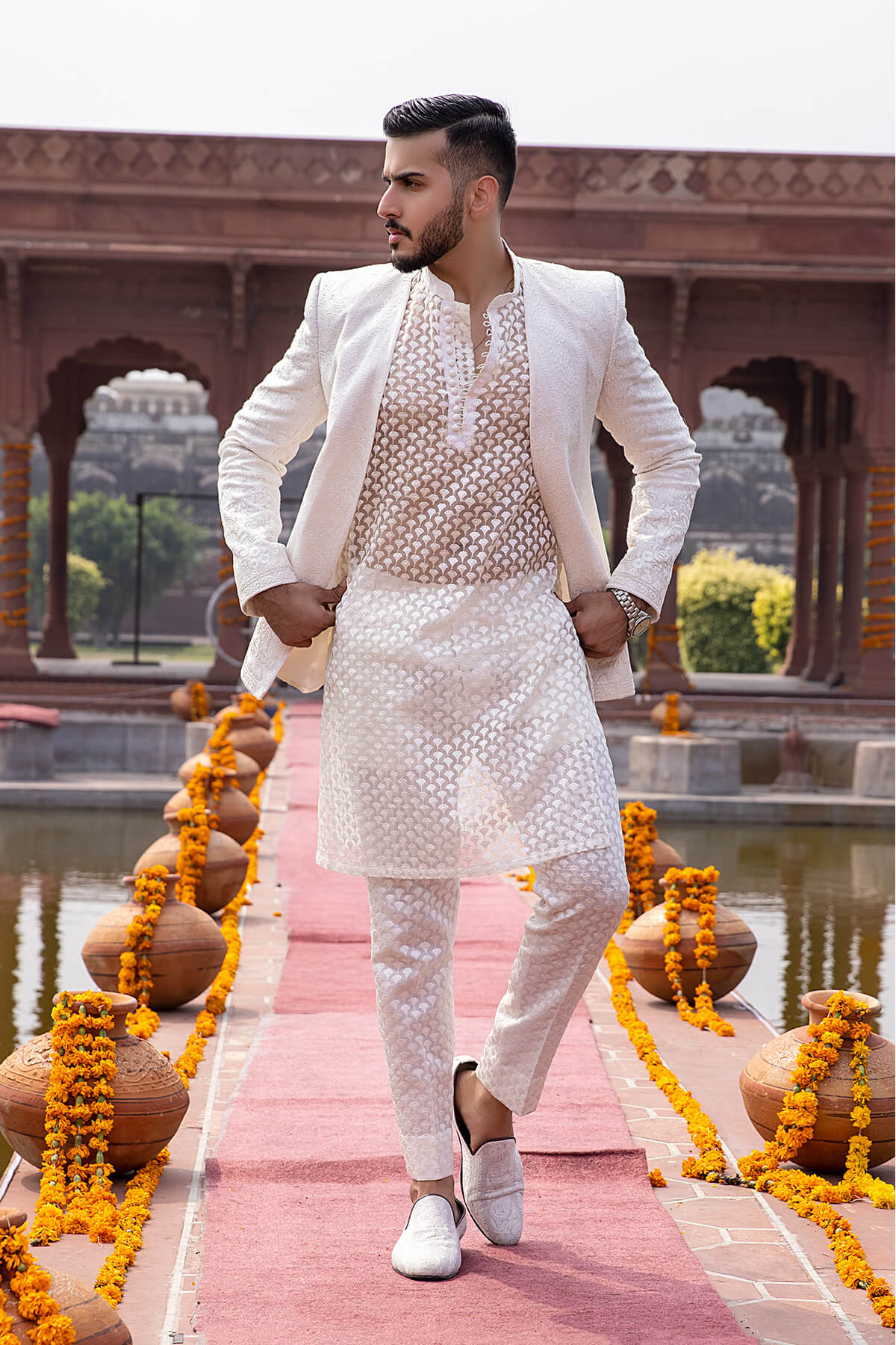 Pakistani Menswear | Mina Kashif | Sherwani D-23 by Libayah - Designer Dress - Type: Menswear - Available at Libayah - 100% Original