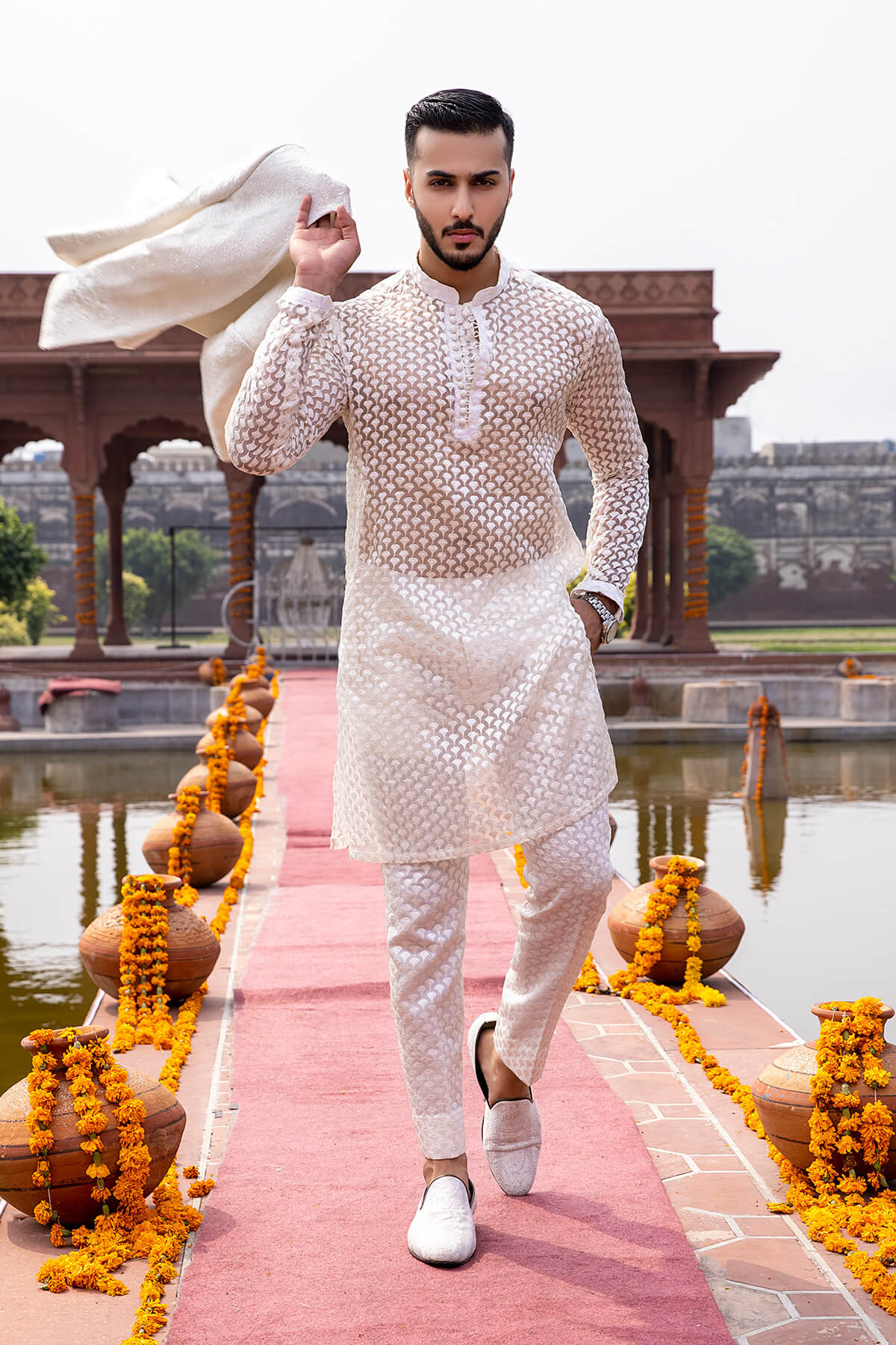 Pakistani Menswear | Mina Kashif | Sherwani D-23 by Libayah - Designer Dress - Type: Menswear - Available at Libayah - 100% Original