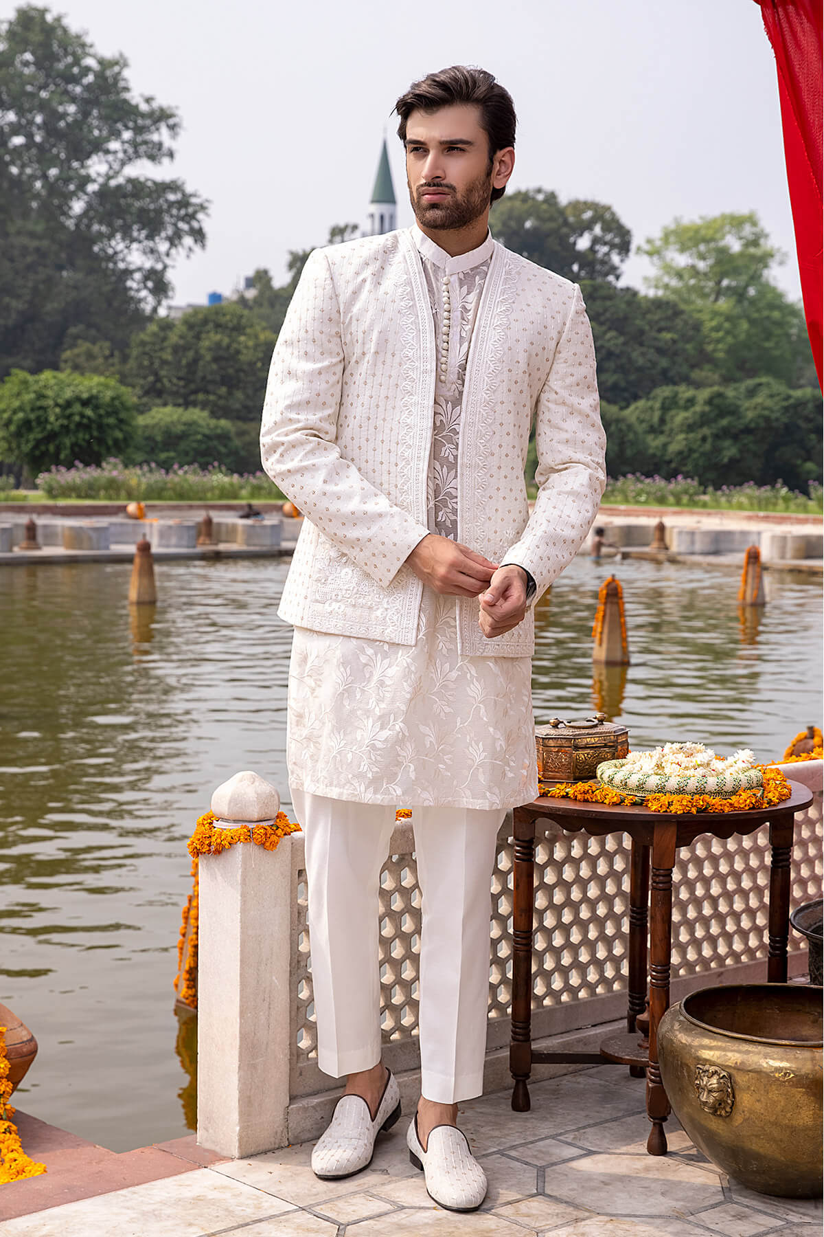 Pakistani Menswear | Mina Kashif | Sherwani D-17 by Libayah - Designer Dress - Type: Menswear - Available at Libayah - 100% Original