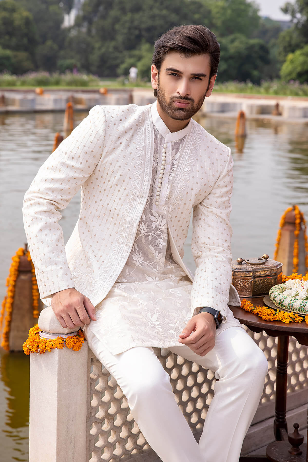Pakistani Menswear | Mina Kashif | Sherwani D-17 by Libayah - Designer Dress - Type: Menswear - Available at Libayah - 100% Original