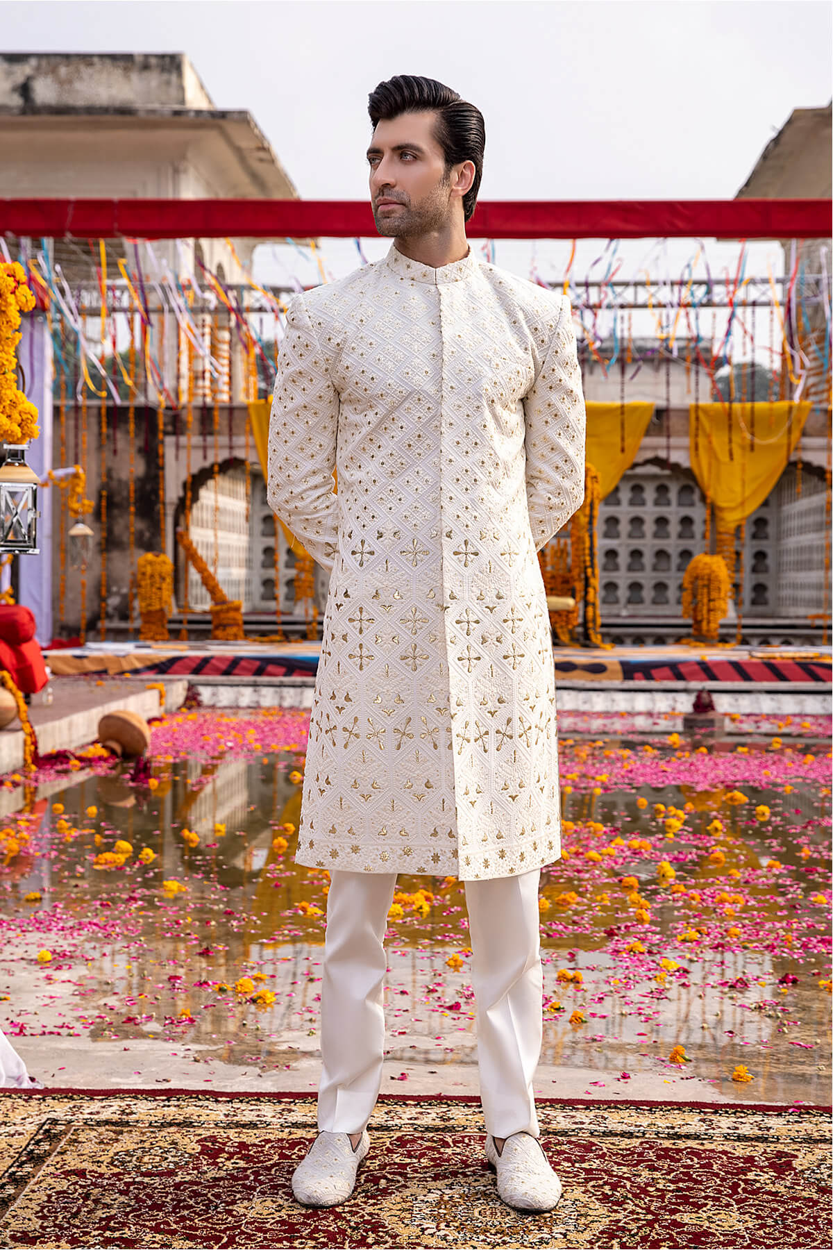 Pakistani Menswear | Mina Kashif | Sherwani D-22 by Libayah - Designer Dress - Type: Menswear - Available at Libayah - 100% Original