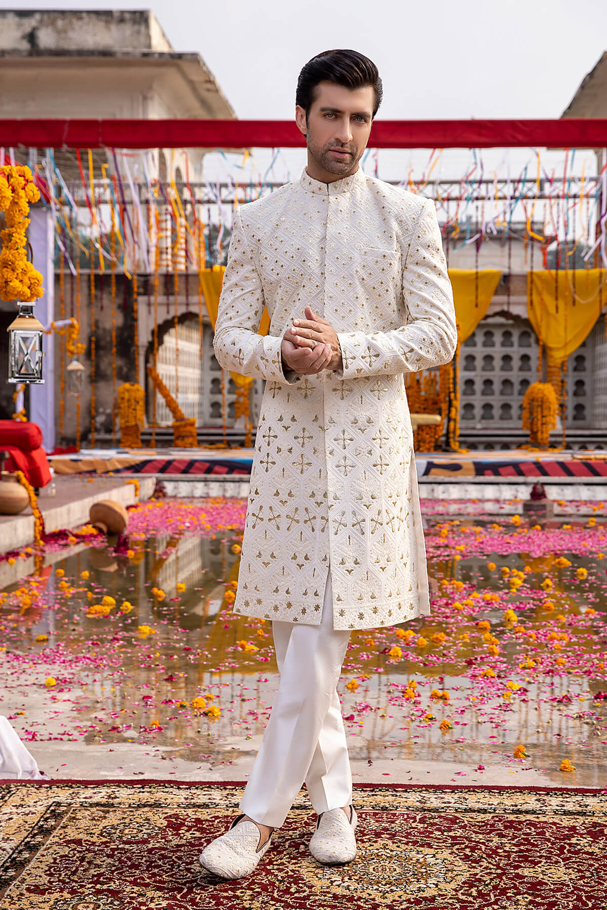 Pakistani Menswear | Mina Kashif | Sherwani D-22 by Libayah - Designer Dress - Type: Menswear - Available at Libayah - 100% Original