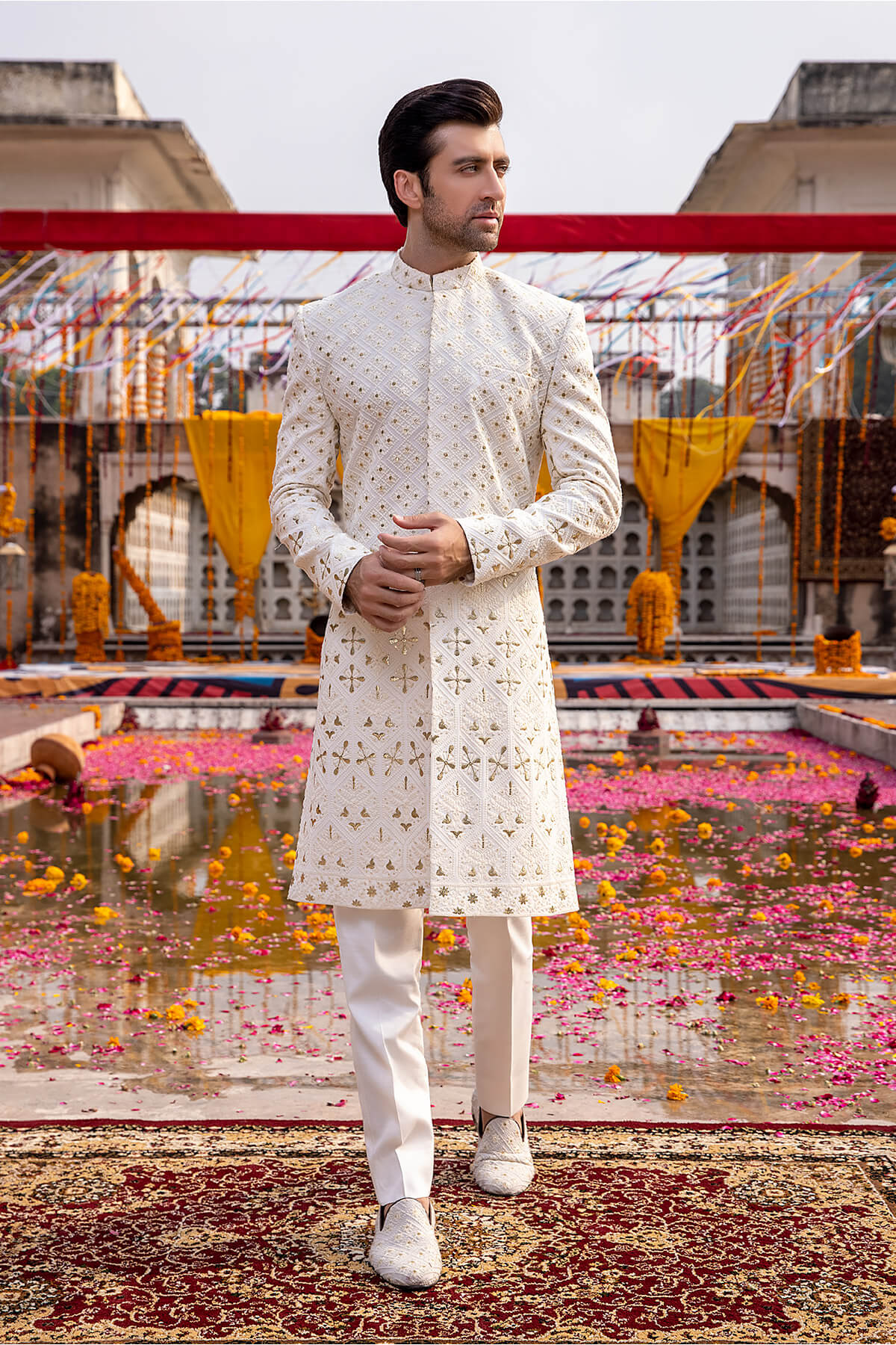 Pakistani Menswear | Mina Kashif | Sherwani D-22 by Libayah - Designer Dress - Type: Menswear - Available at Libayah - 100% Original