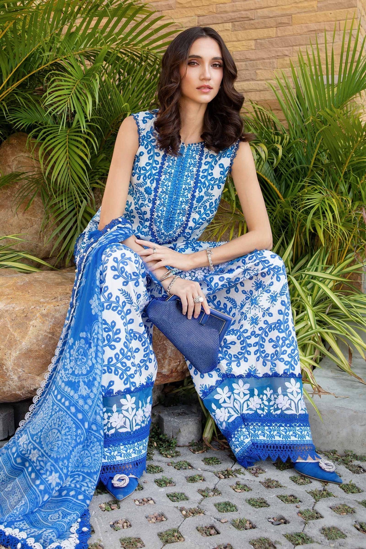 Maria B | M Prints 25 | MPT-2504-B by Maria B - Designer Dress - Type: Ladies Clothes - Available at Libayah - 100% Original