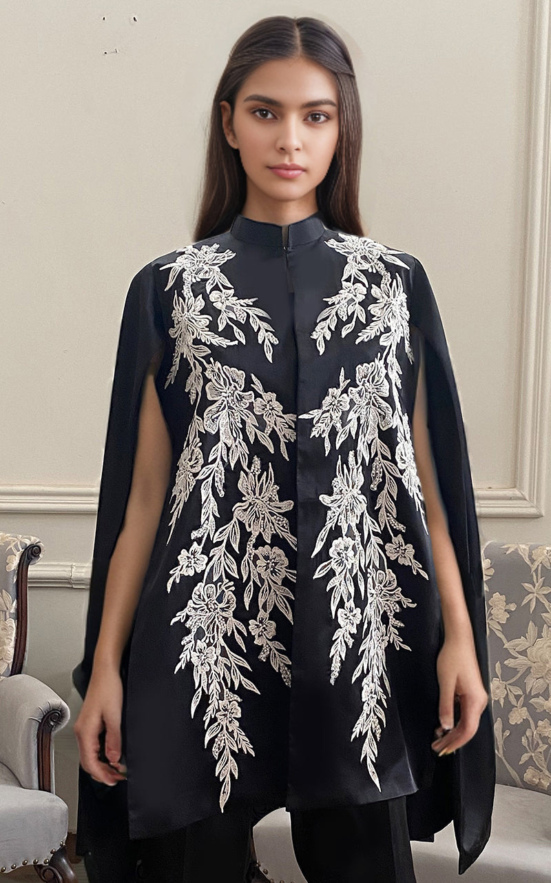Threads and Motifs | Formal Dresses 25 | Embroidered Cape With Trouser by Threads and Motifs - Designer Dress  - Type : Ladies Clothes - Available at Libayah - 100% Original 