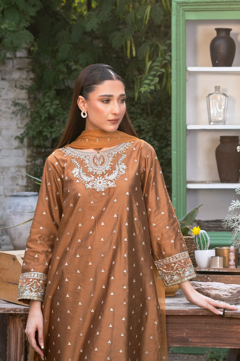 Kross Kulture | Luxury Baharaneh | Baharaneh (Rust) KLX-00681 by Kross Kulture - Designer Dress - Type: Ladies Clothes - Available at Libayah - 100% Original