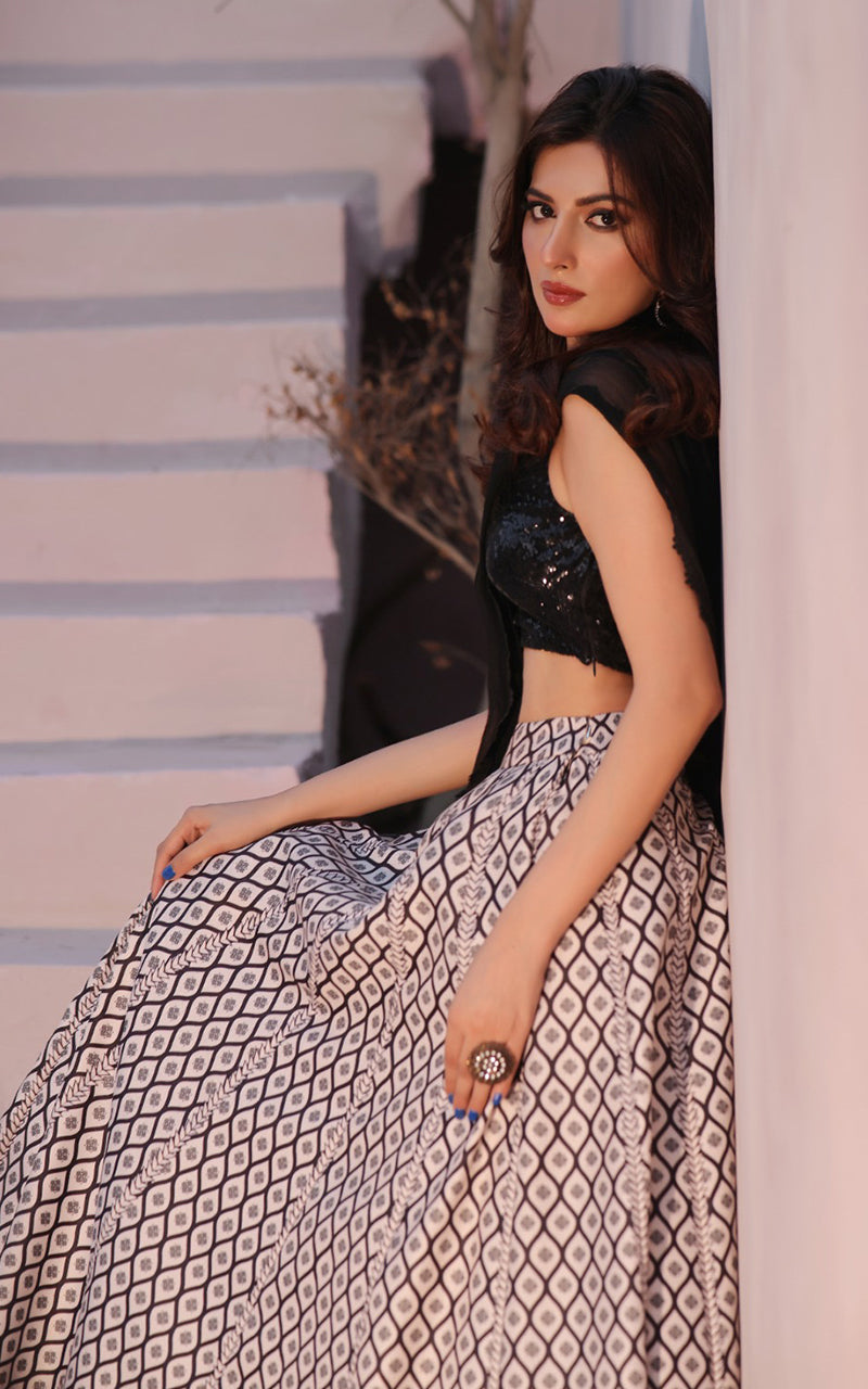 Threads and Motifs | Formal Dresses 25 | Sequins Blouse With Printed Lehenga And Dupatta by Threads and Motifs - Designer Dress  - Type : Ladies Clothes - Available at Libayah - 100% Original 