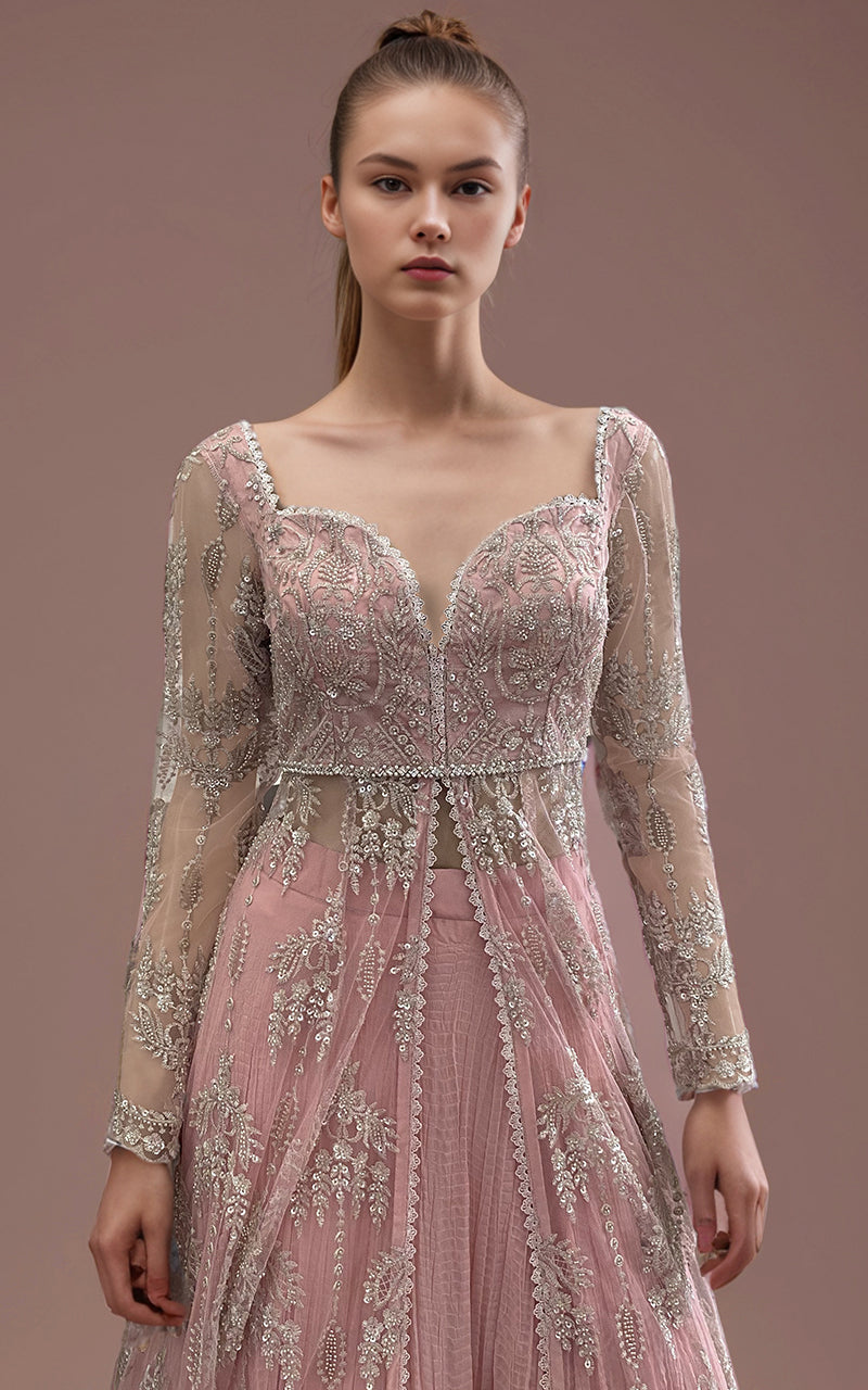 Threads and Motifs | Formal Dresses 25 | Net Embroidered Dress With Skirt And Embroidered Dupatta by Threads and Motifs - Designer Dress  - Type : Ladies Clothes - Available at Libayah - 100% Original 