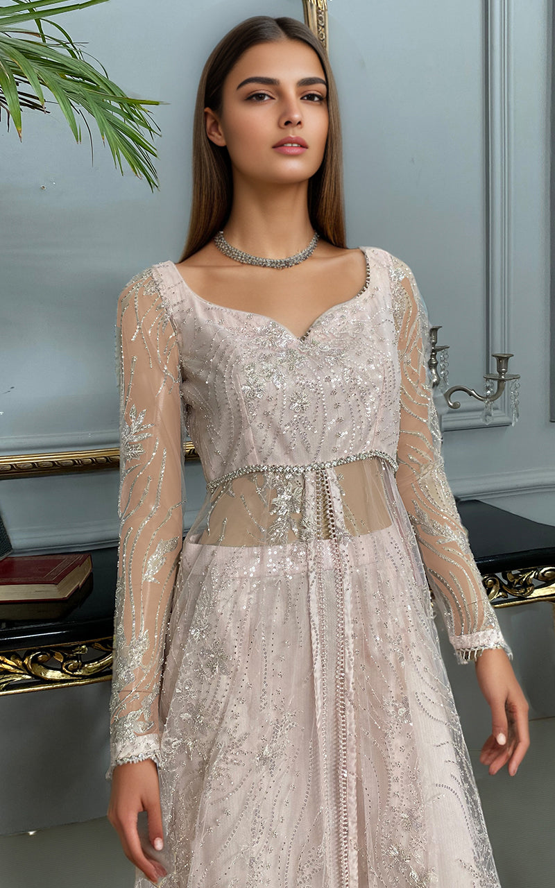 Threads and Motifs | Formal Dresses 25 | Net Embroidered Dress With Skirt by Threads and Motifs - Designer Dress  - Type : Ladies Clothes - Available at Libayah - 100% Original 
