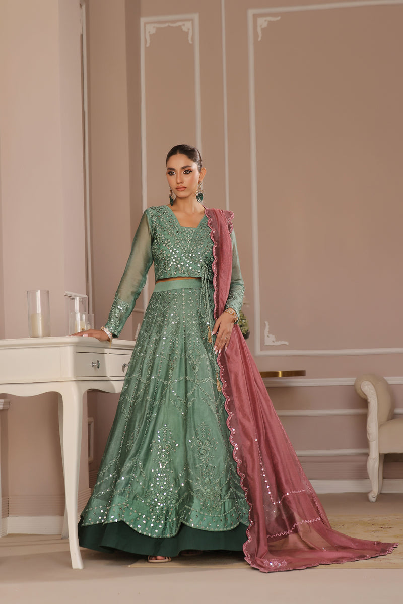 Wahaj M Khan | Banno Formals | GREEN LAVENDER BANO2 LC by Wahaj M Khan - Designer Dress - Type: Ladies Clothes - Available at Libayah - 100% Original