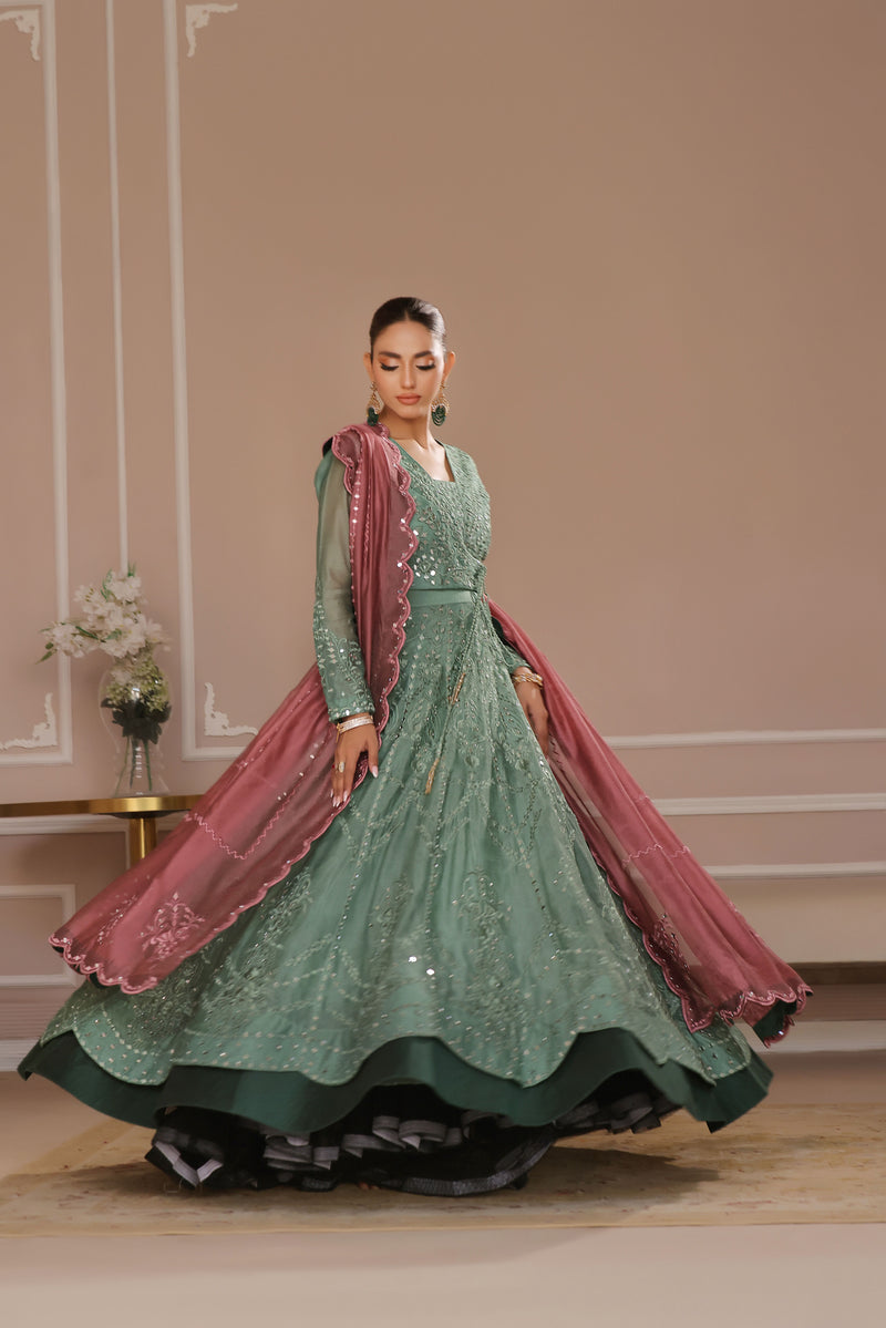 Wahaj M Khan | Banno Formals | GREEN LAVENDER BANO2 LC by Wahaj M Khan - Designer Dress - Type: Ladies Clothes - Available at Libayah - 100% Original