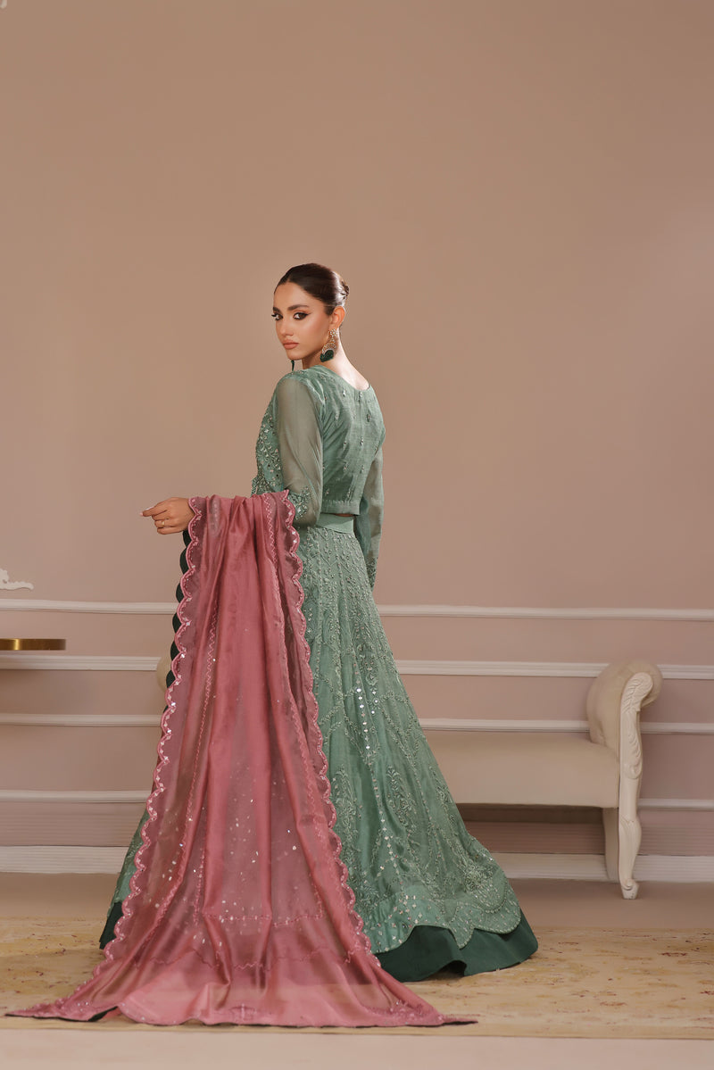 Wahaj M Khan | Banno Formals | GREEN LAVENDER BANO2 LC by Wahaj M Khan - Designer Dress - Type: Ladies Clothes - Available at Libayah - 100% Original