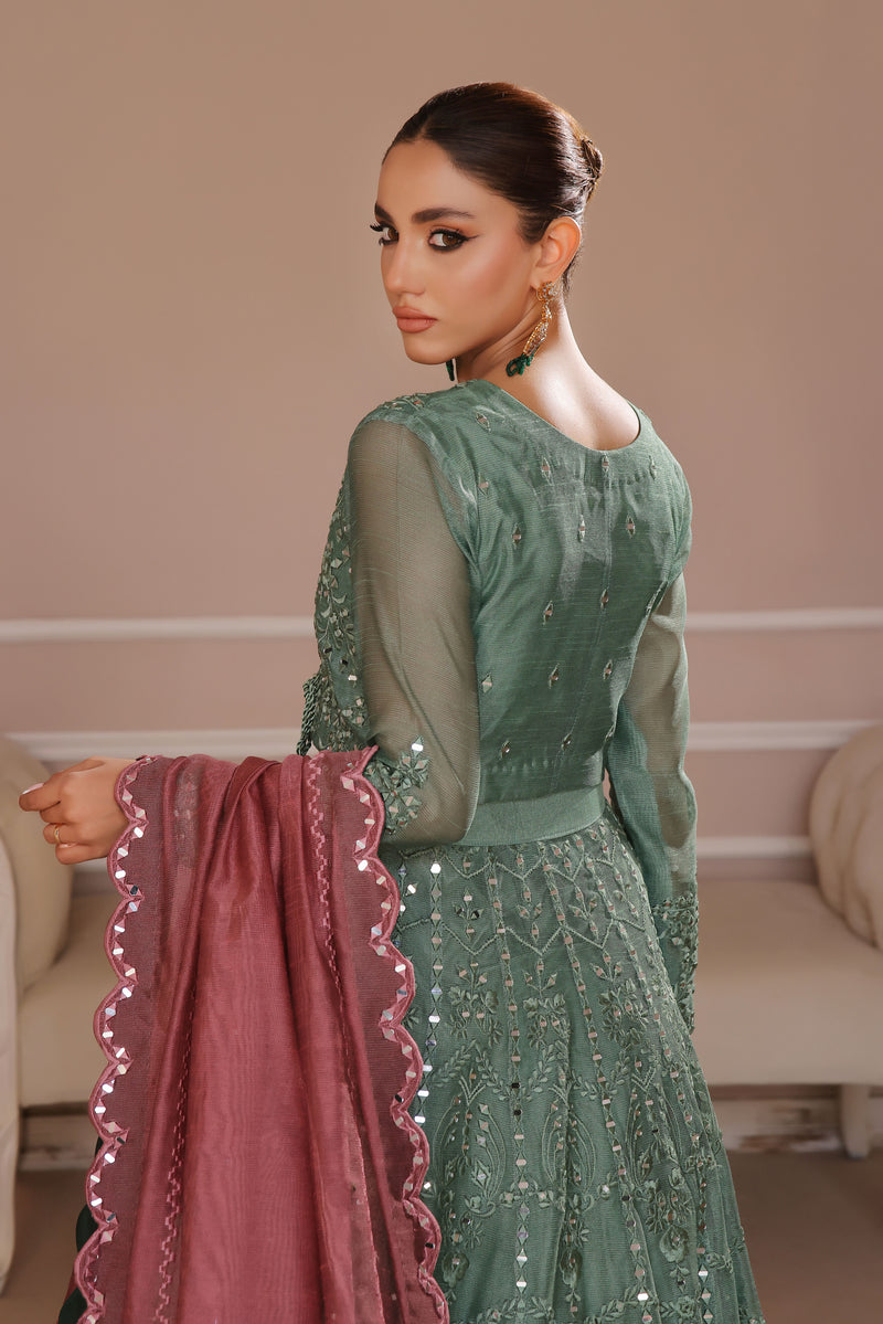 Wahaj M Khan | Banno Formals | GREEN LAVENDER BANO2 LC by Wahaj M Khan - Designer Dress - Type: Ladies Clothes - Available at Libayah - 100% Original