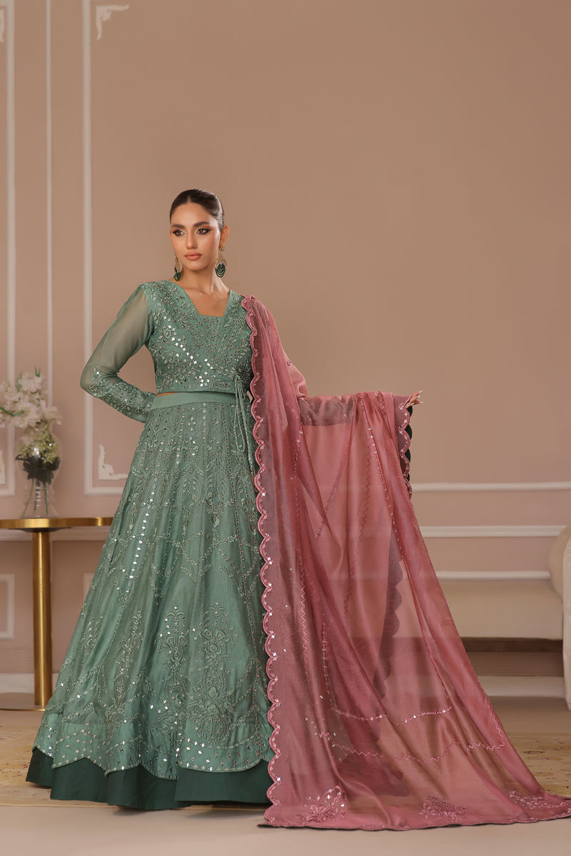 Wahaj M Khan | Banno Formals | GREEN LAVENDER BANO2 LC by Wahaj M Khan - Designer Dress - Type: Ladies Clothes - Available at Libayah - 100% Original