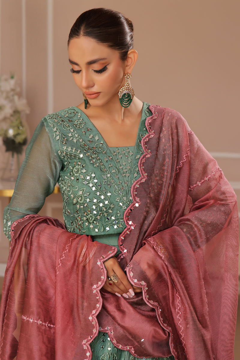 Wahaj M Khan | Banno Formals | GREEN LAVENDER BANO2 LC by Wahaj M Khan - Designer Dress - Type: Ladies Clothes - Available at Libayah - 100% Original