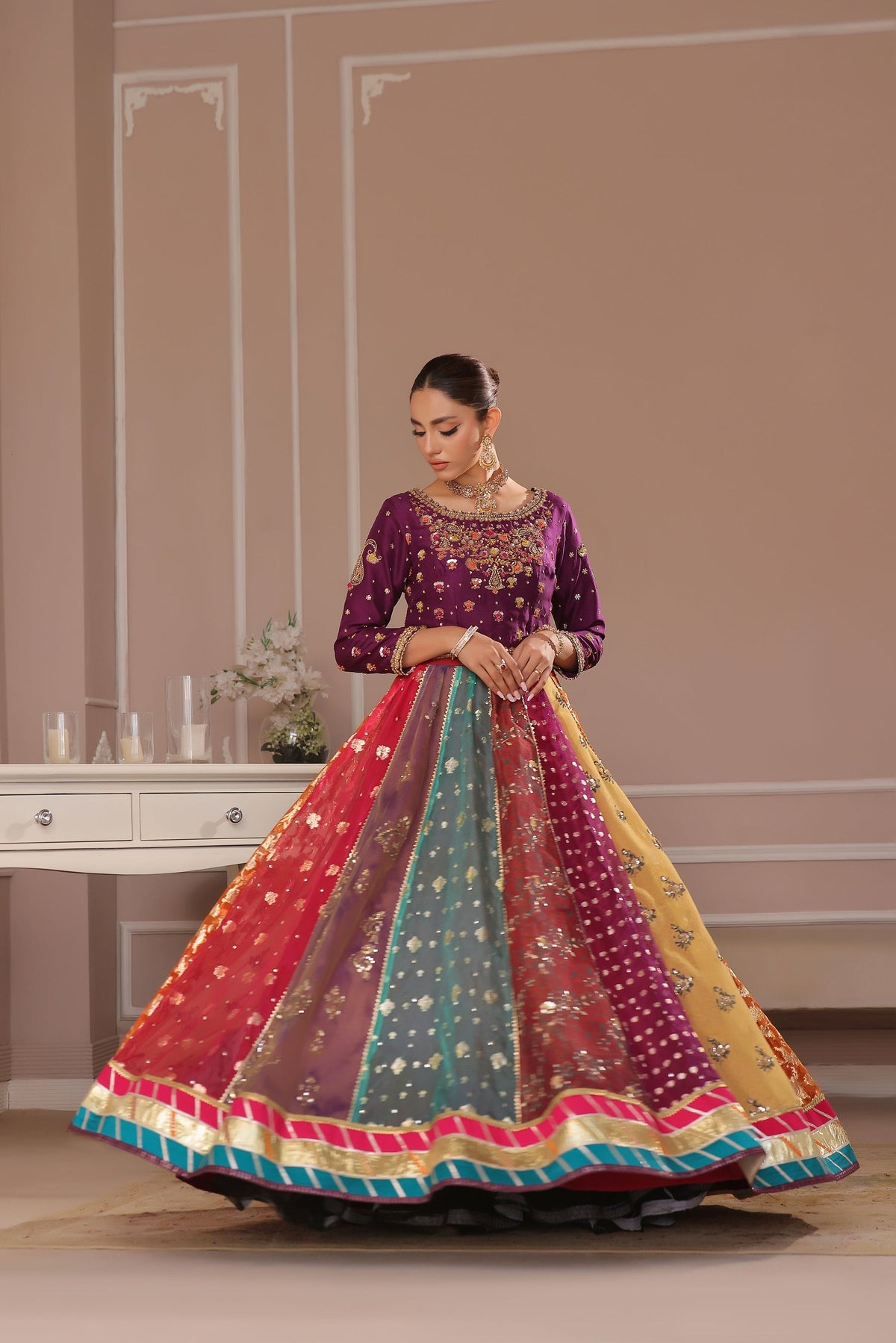 Wahaj M Khan | Banno Formals | MAHNOOR CHATAPATTI LEHNGA SET by Wahaj M Khan - Designer Dress - Type: Ladies Clothes - Available at Libayah - 100% Original