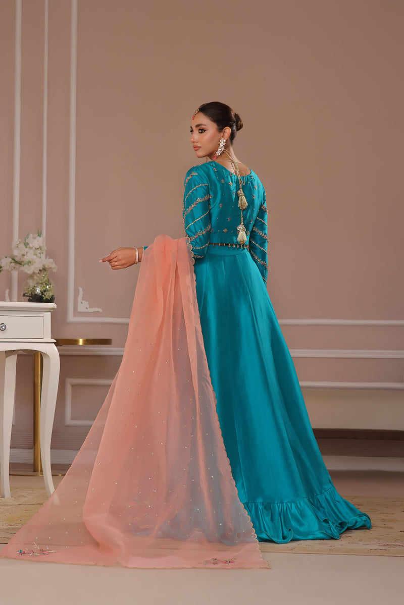 Wahaj M Khan | Banno Formals | TURQOIUSE BANO2 LC by Wahaj M Khan - Designer Dress - Type: Ladies Clothes - Available at Libayah - 100% Original