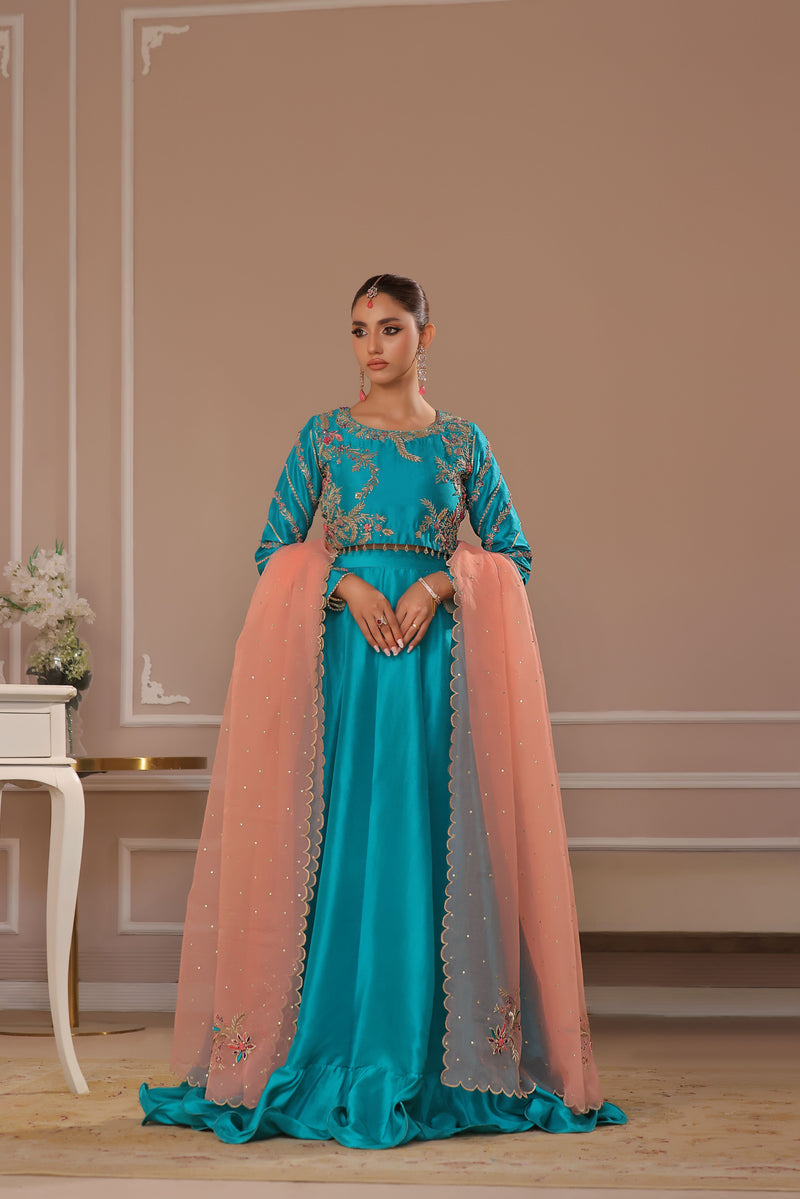 Wahaj M Khan | Banno Formals | TURQOIUSE BANO2 LC by Wahaj M Khan - Designer Dress - Type: Ladies Clothes - Available at Libayah - 100% Original