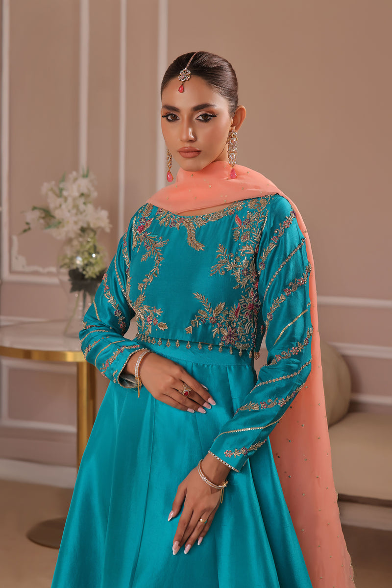 Wahaj M Khan | Banno Formals | TURQOIUSE BANO2 LC by Wahaj M Khan - Designer Dress - Type: Ladies Clothes - Available at Libayah - 100% Original