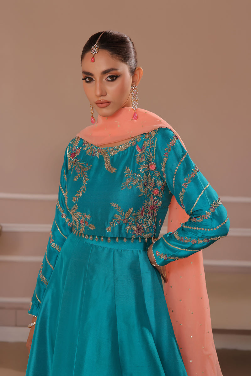 Wahaj M Khan | Banno Formals | TURQOIUSE BANO2 LC by Wahaj M Khan - Designer Dress - Type: Ladies Clothes - Available at Libayah - 100% Original